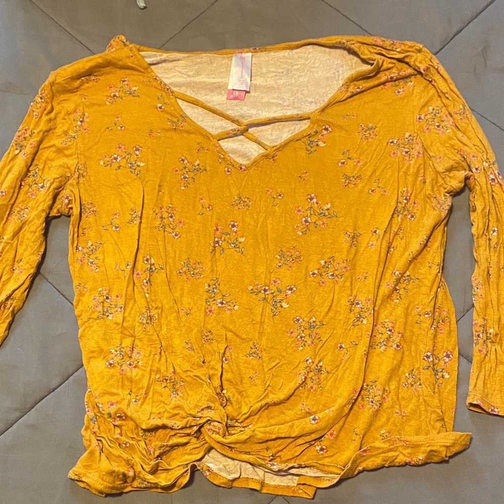 No Boundaries Mustard Floral Blouse